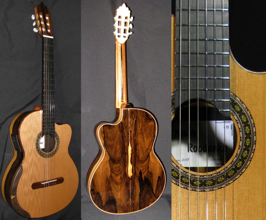 Roodenko Guitar with Cutaway: Ziricote, Cedar, Fishman